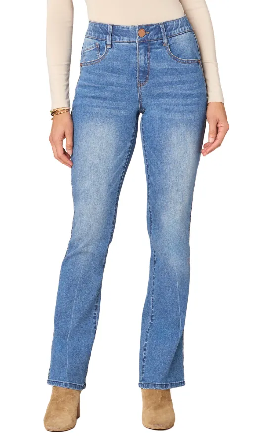 The Colleen "Ab"Solution Sky Rise Double Side Seam Itty Bitty Bootcut Jeans