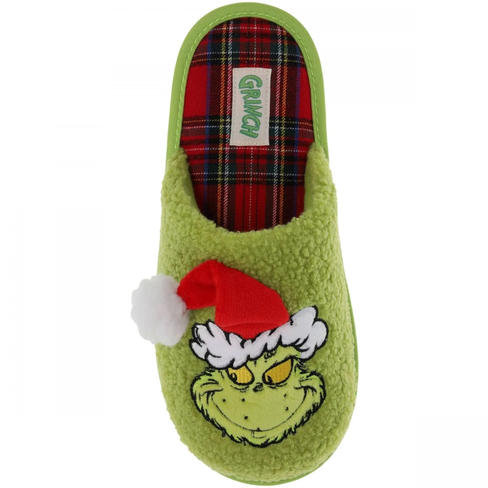 The Grinch Mens Womens Holiday 3D Hat Scuff Slippers Green L (W 11/12 M 10/11)