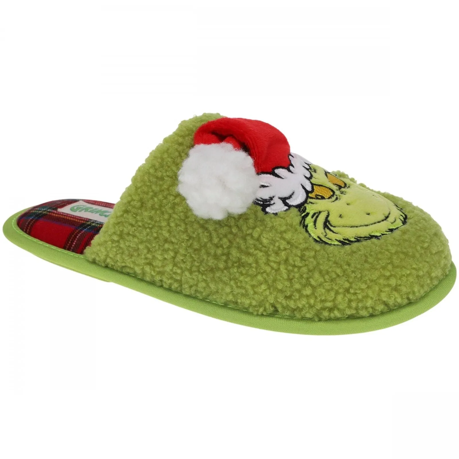 The Grinch Mens Womens Holiday 3D Hat Scuff Slippers Green L (W 11/12 M 10/11)