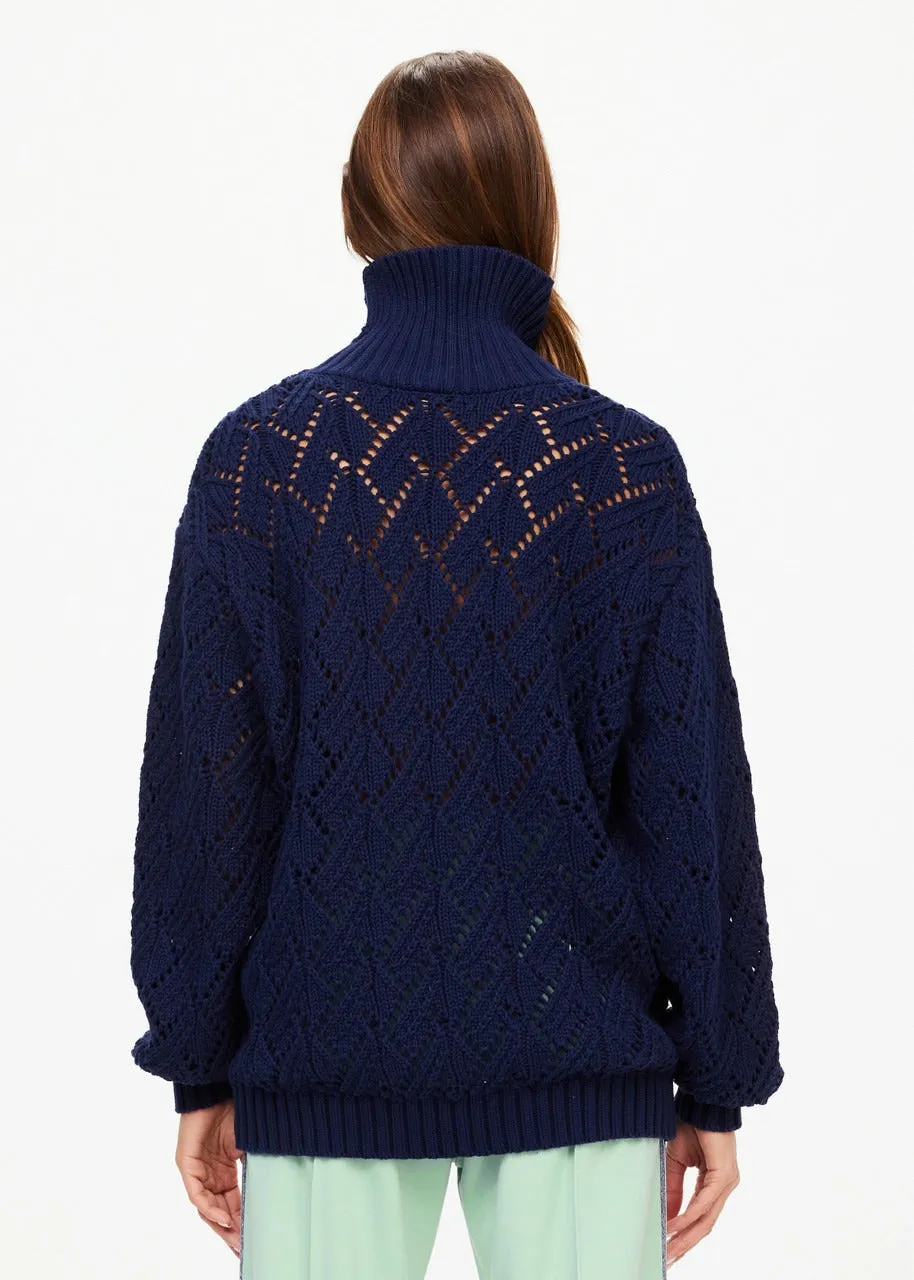 The Upside Clementine Knit Crew Sweater in Navy