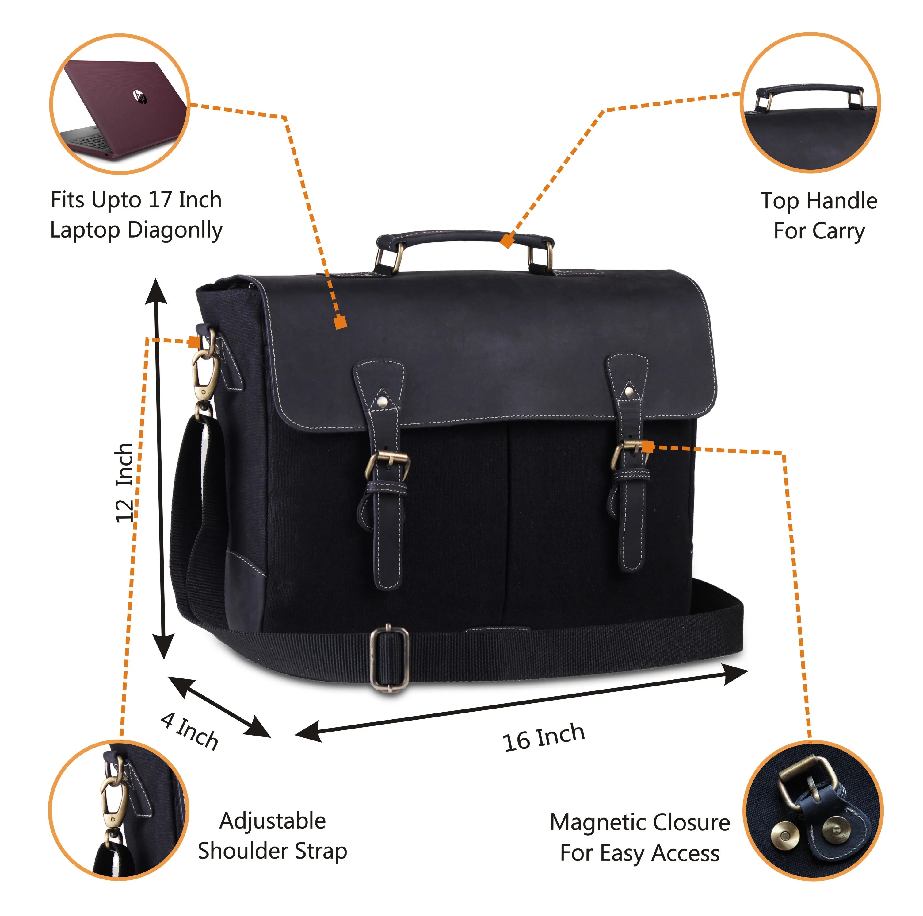 The Wilson | Leather Messenger | Black
