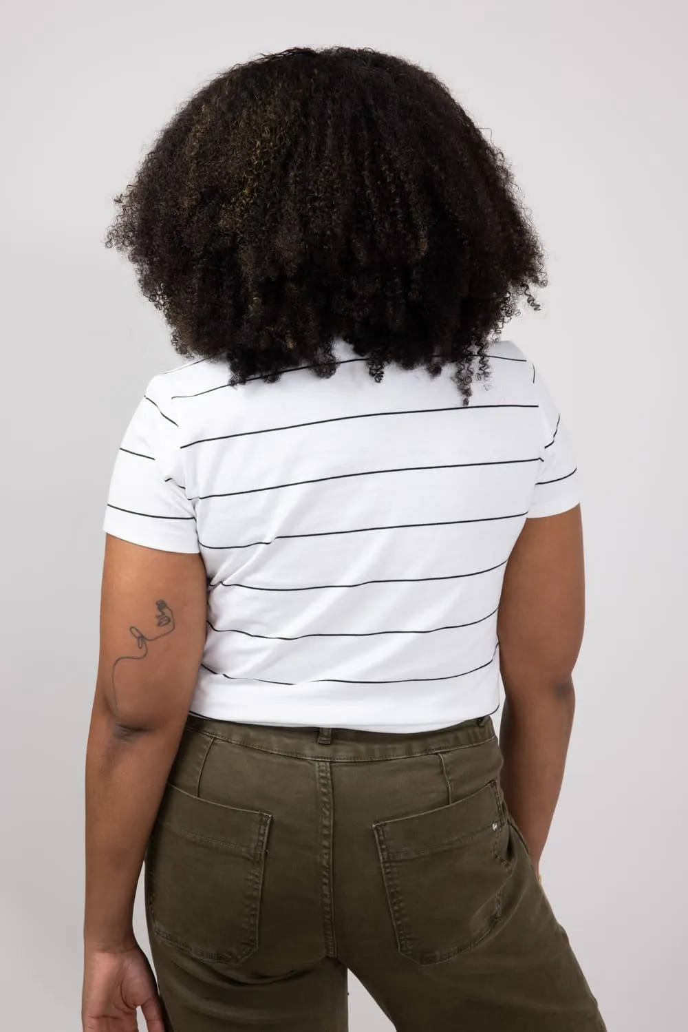 Thread & Supply Asher Striped T-Shirt for Women in White Black | T2940CKNTS-WHITEBLACK
