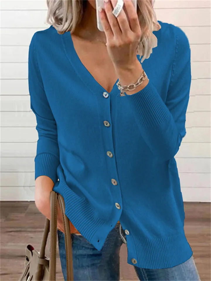 Trendy V-Neck Buttons-Up Sweaters Cardigans
