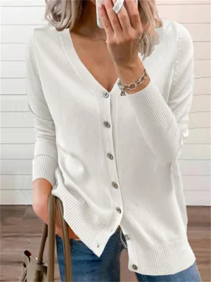 Trendy V-Neck Buttons-Up Sweaters Cardigans
