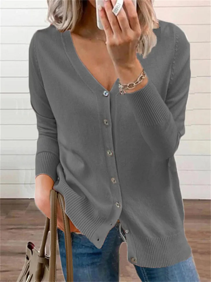 Trendy V-Neck Buttons-Up Sweaters Cardigans