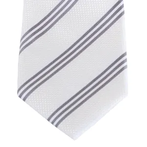 Trinity - White Necktie with Three Grey Stripes