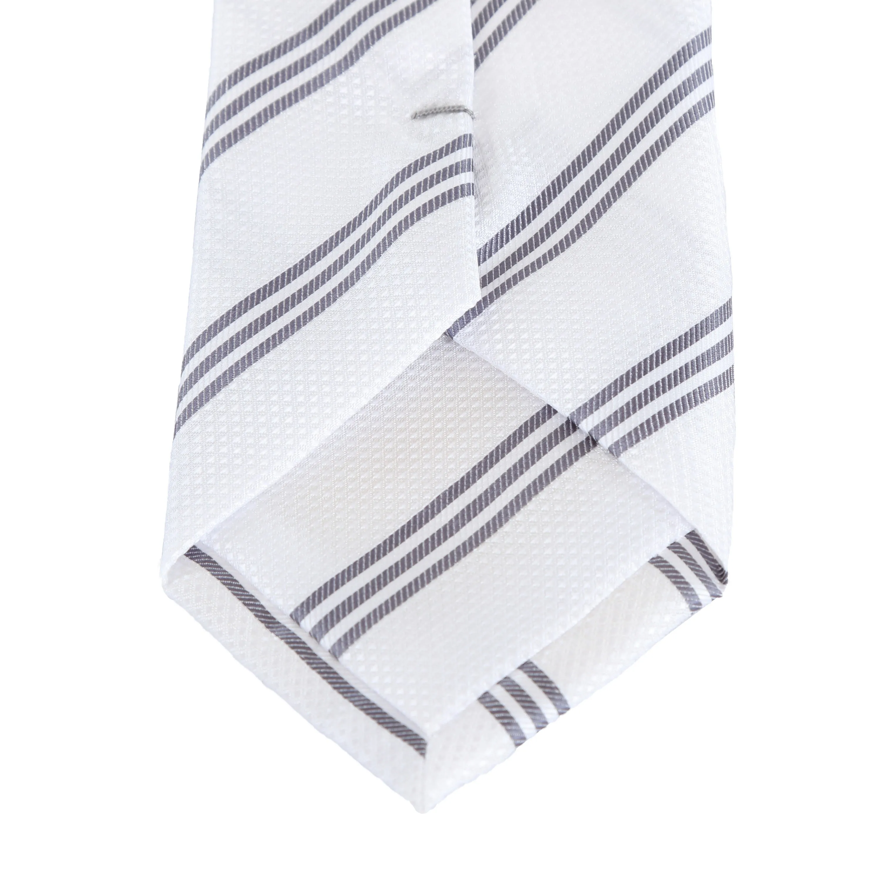Trinity - White Necktie with Three Grey Stripes