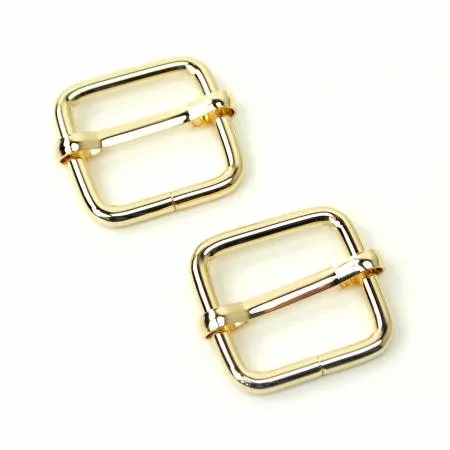 Two Slider Buckles 3/4" Gold --- Sallie Tomato