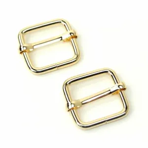 Two Slider Buckles 3/4" Gold --- Sallie Tomato
