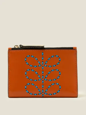 Two way coin purse in whipstitch stem orange