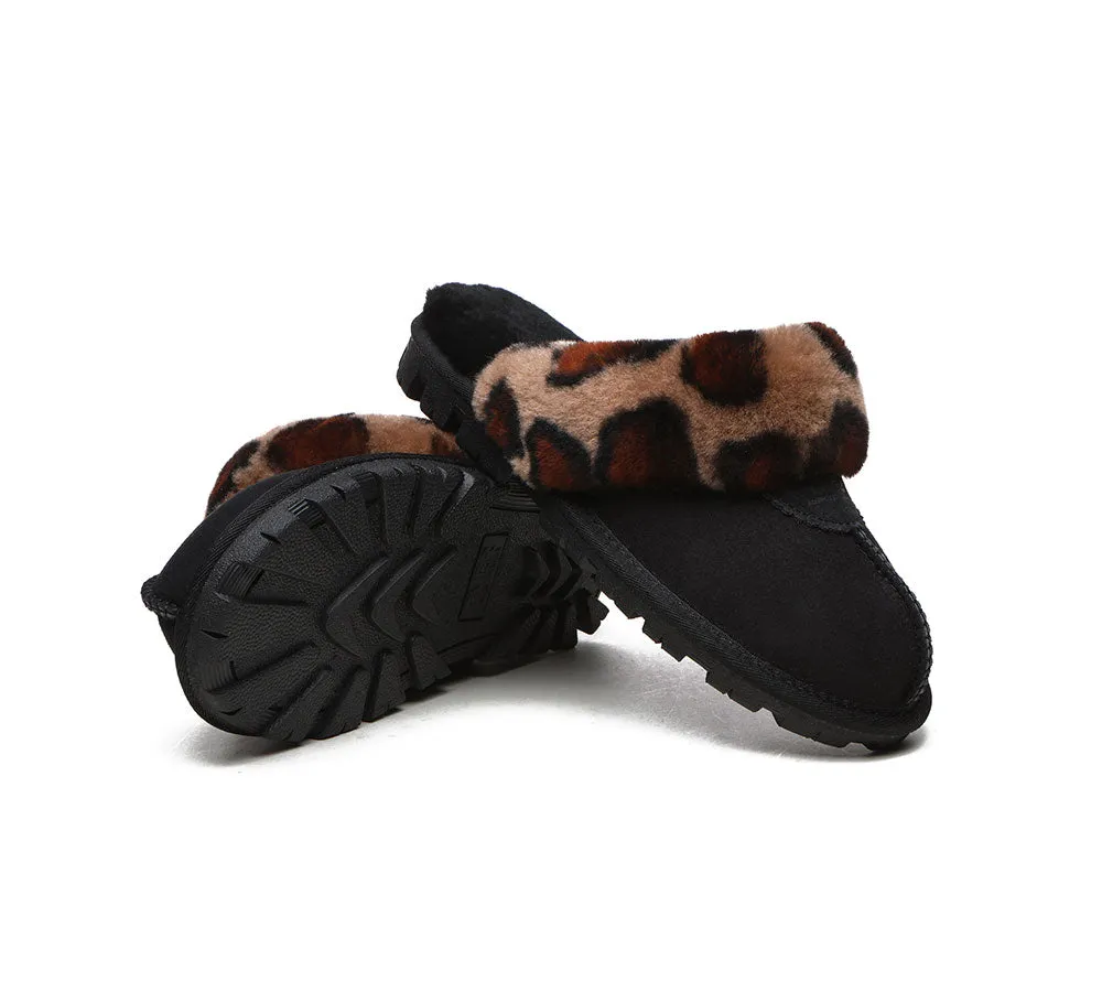 UGG Slippers Double Face Sheepskin Women Leopard Print Slipper