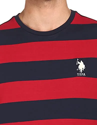 US Polo Association Men's Striped Regular T-Shirt (I686010PLS_Red/Navy XXL)