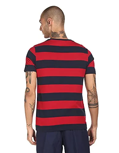 US Polo Association Men's Striped Regular T-Shirt (I686010PLS_Red/Navy XXL)