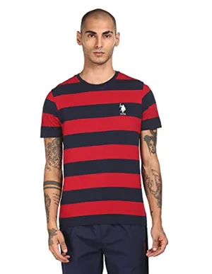 US Polo Association Men's Striped Regular T-Shirt (I686010PLS_Red/Navy XXL)