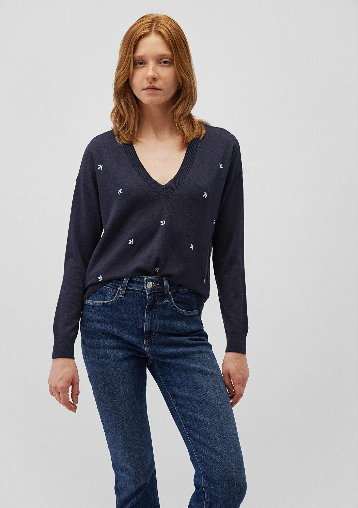 V Neck Blue Sweater