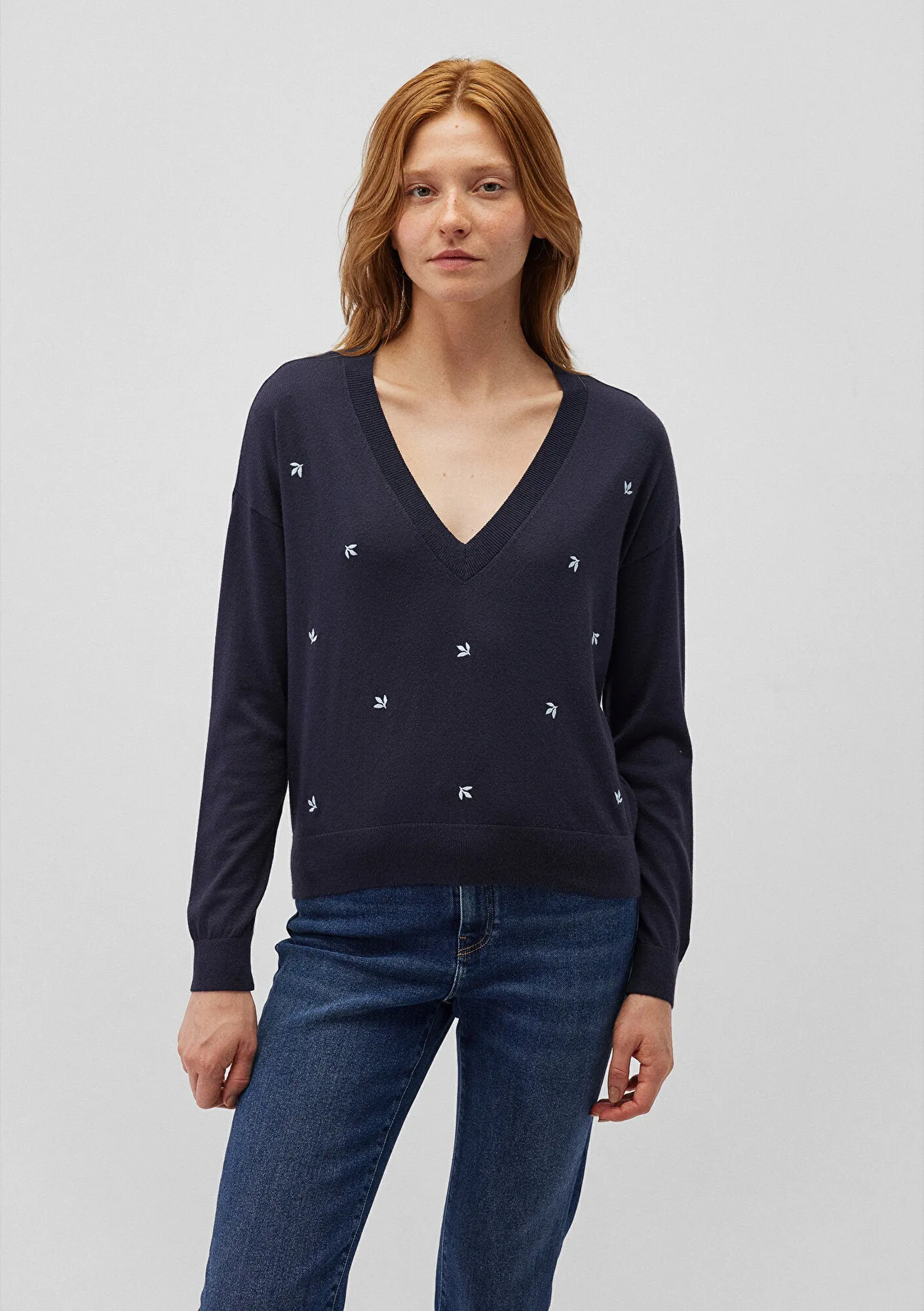 V Neck Blue Sweater