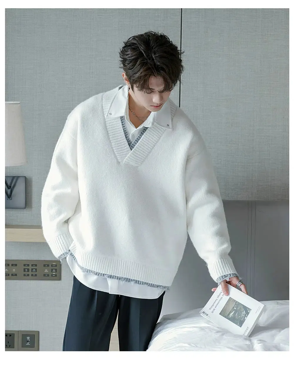 V-Neck Knit Sweater