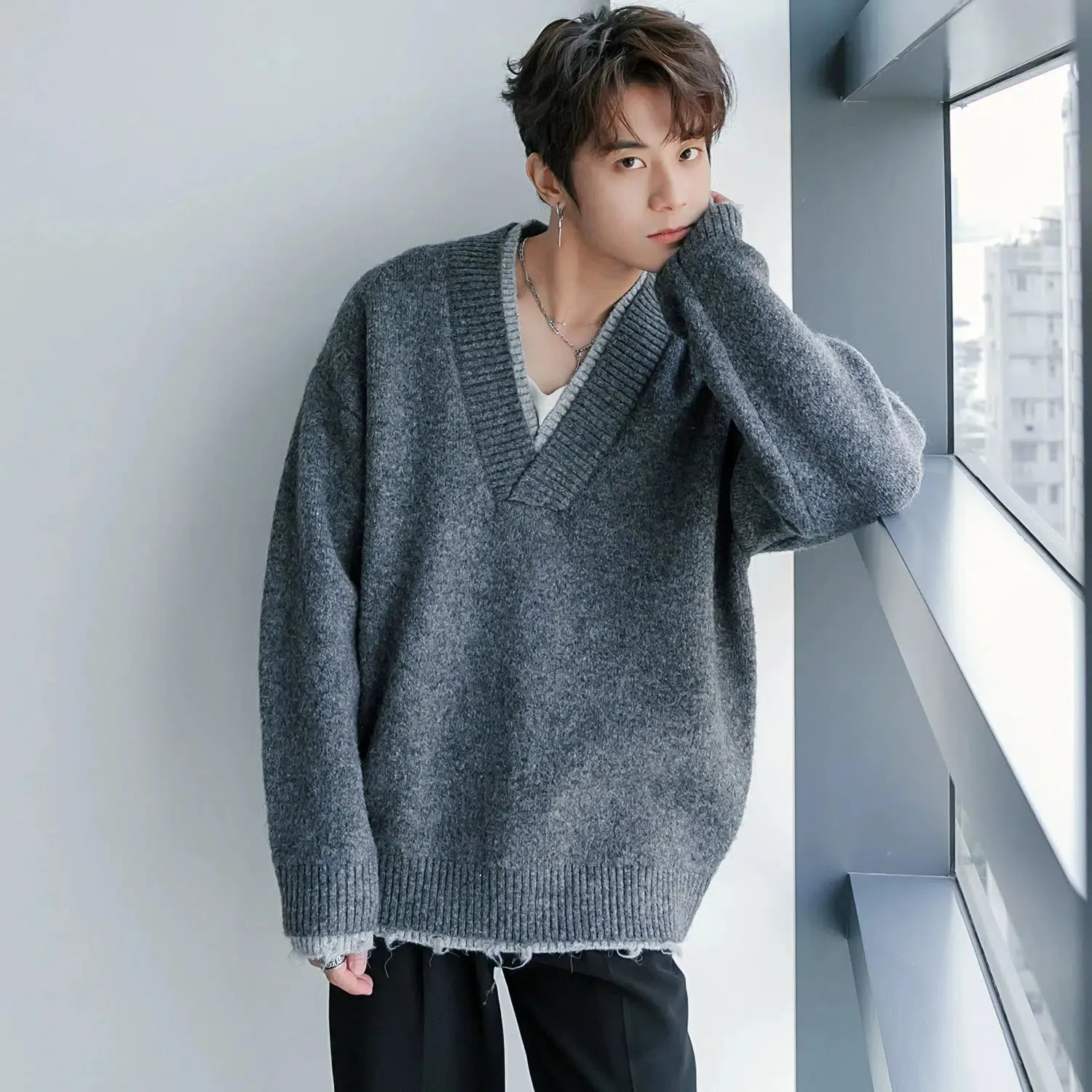 V-Neck Knit Sweater