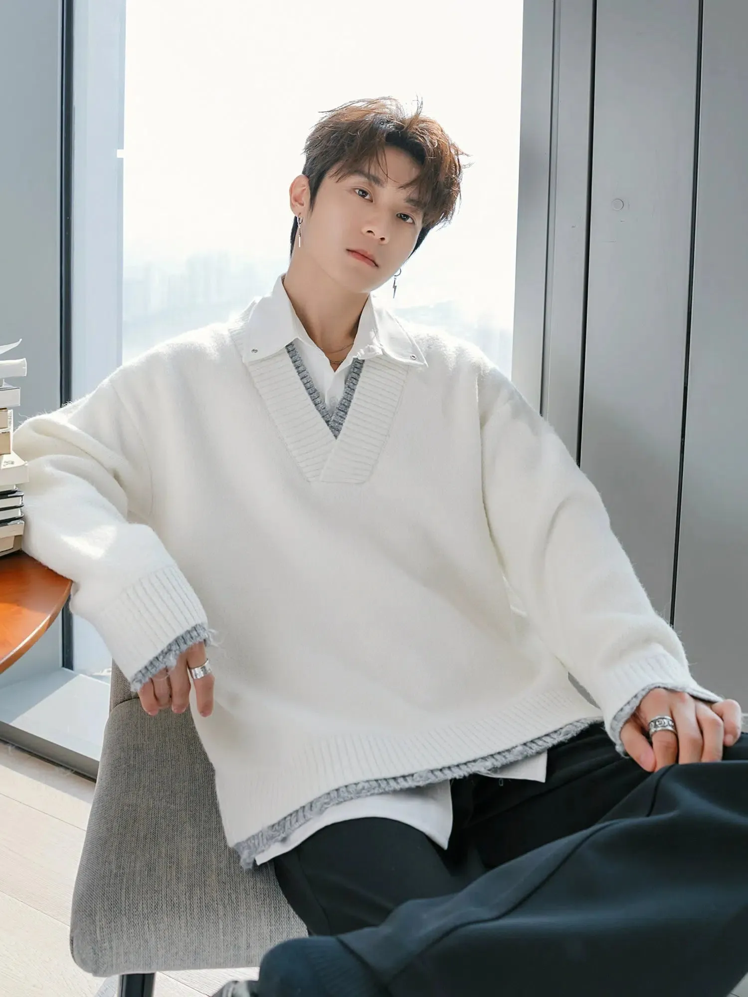 V-Neck Knit Sweater