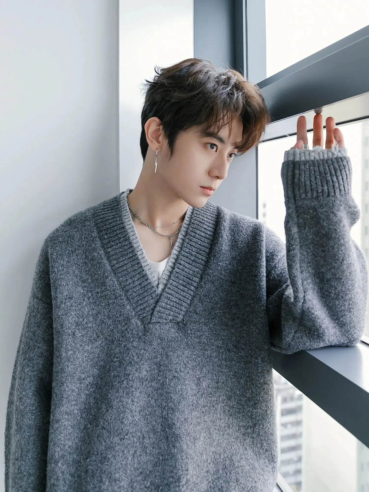 V-Neck Knit Sweater
