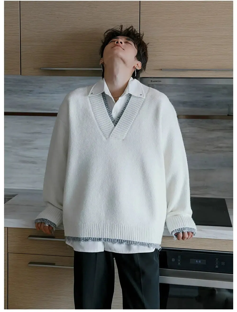 V-Neck Knit Sweater