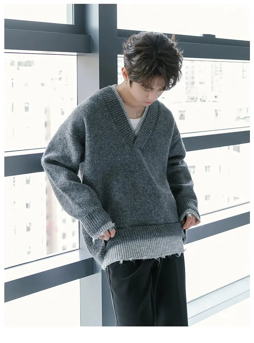 V-Neck Knit Sweater