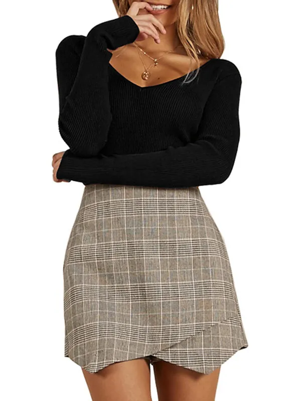 V-neck Long-sleeved Slim Sexy Halter Sweater