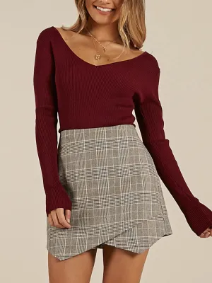 V-neck Long-sleeved Slim Sexy Halter Sweater