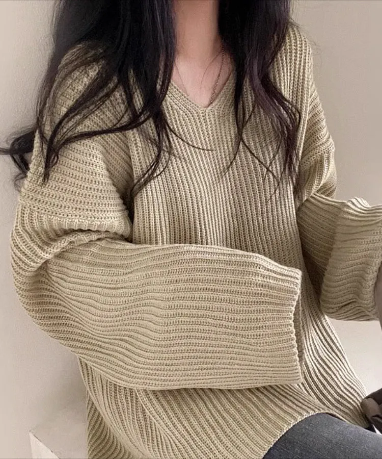 v-neck loose pullover sweater
