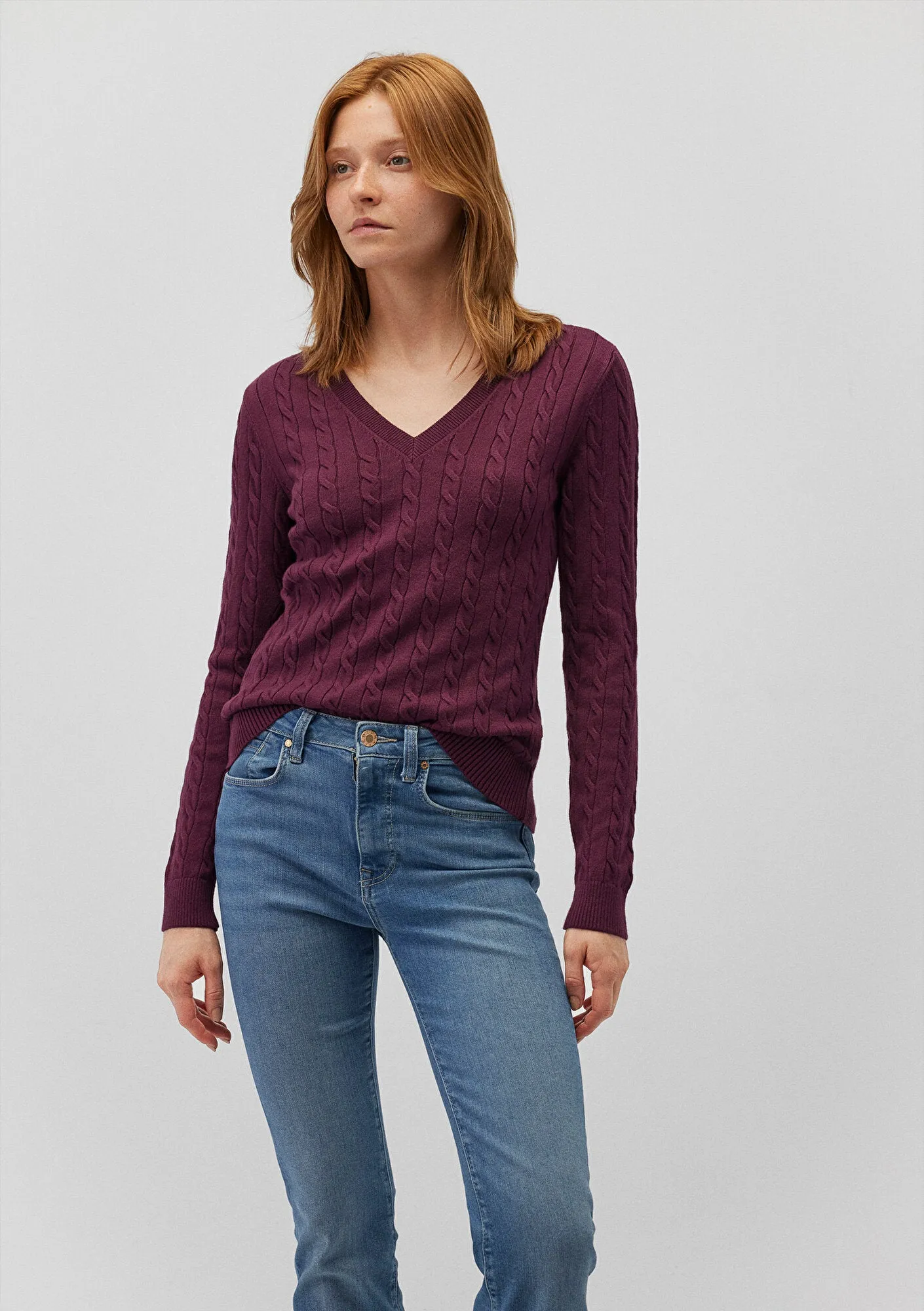V Neck Red Sweater