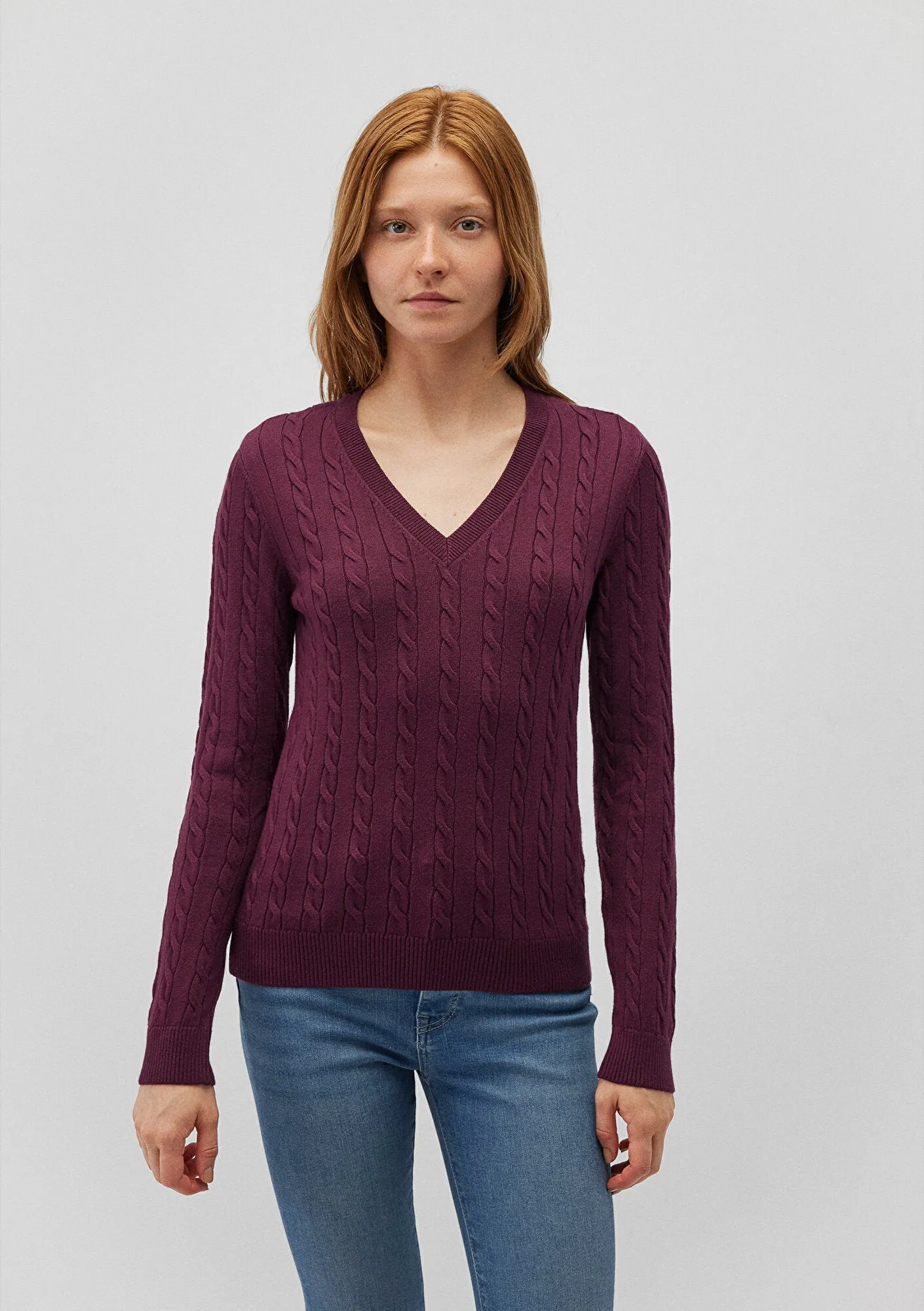 V Neck Red Sweater