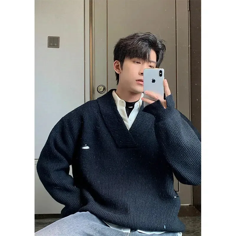 V-neck Ripped Sweater