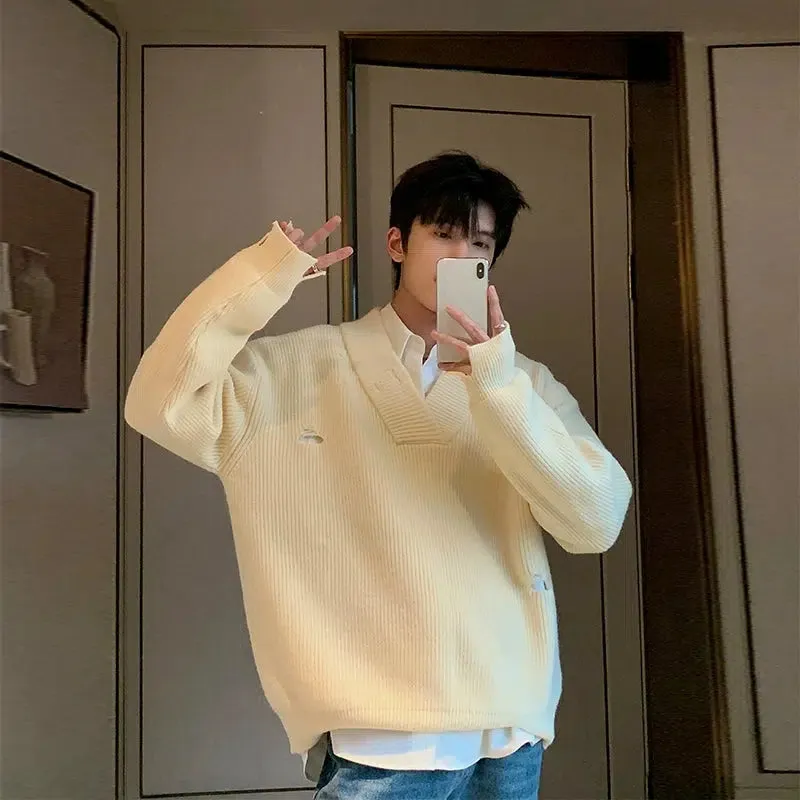 V-neck Ripped Sweater