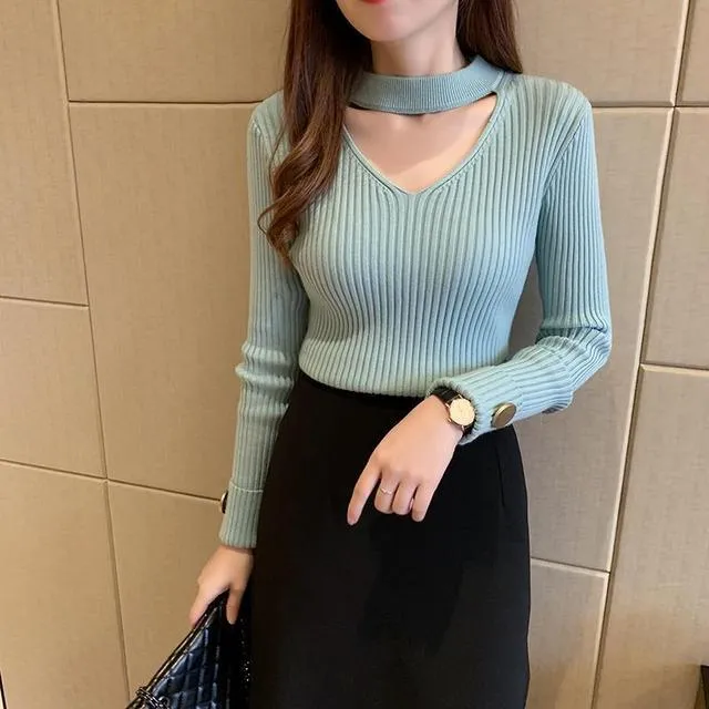 V Neck Slim Fit Sweaters
