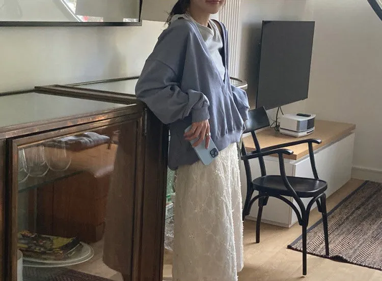 V-neck sweatshirt skirt