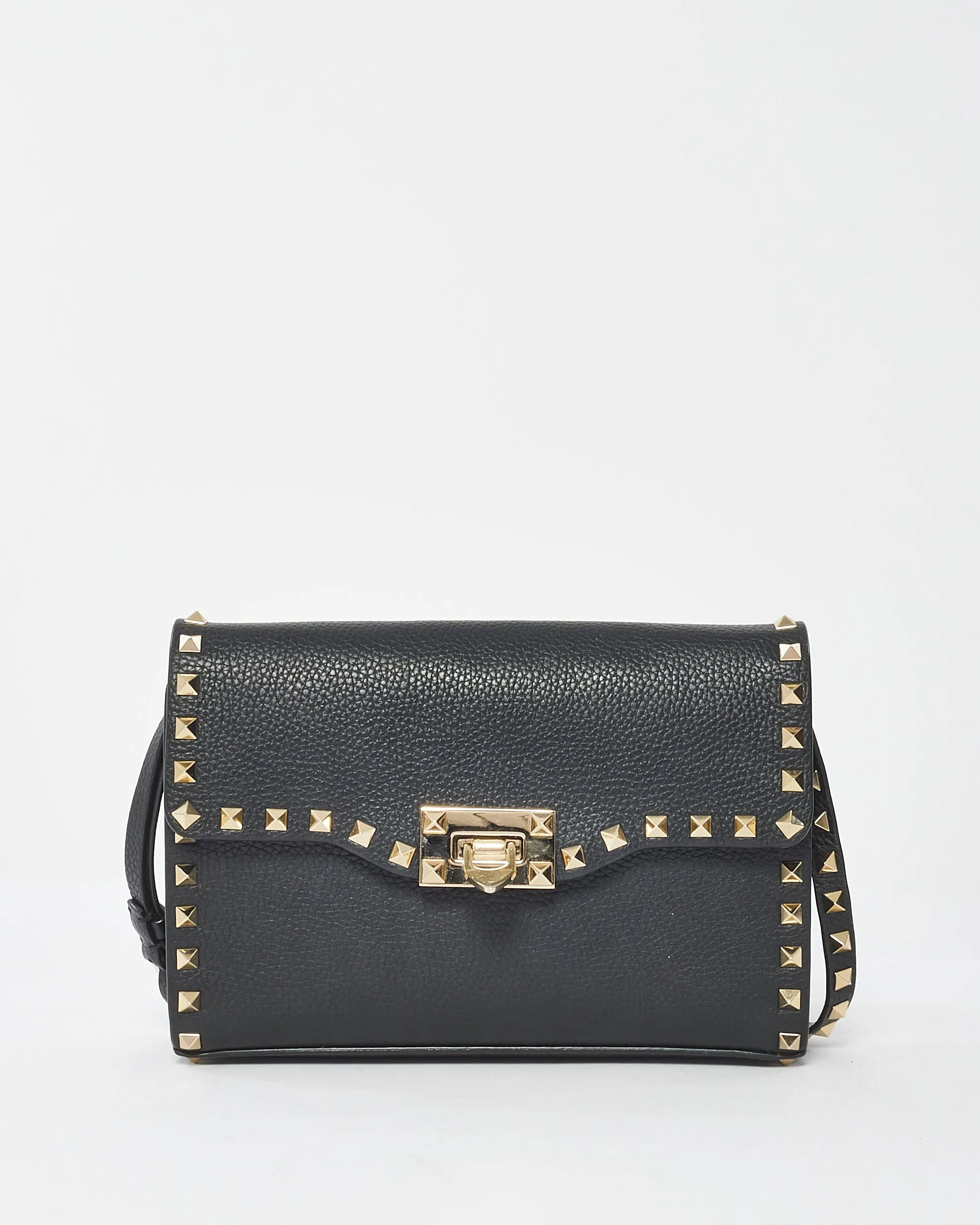 Valentino Black Leather Rockstud Small Crossbody Bag
