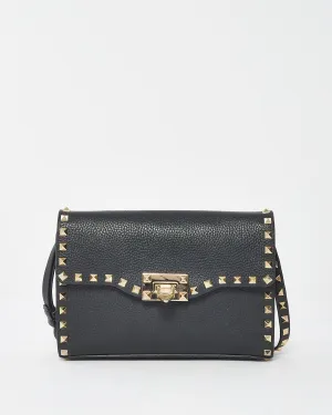 Valentino Black Leather Rockstud Small Crossbody Bag