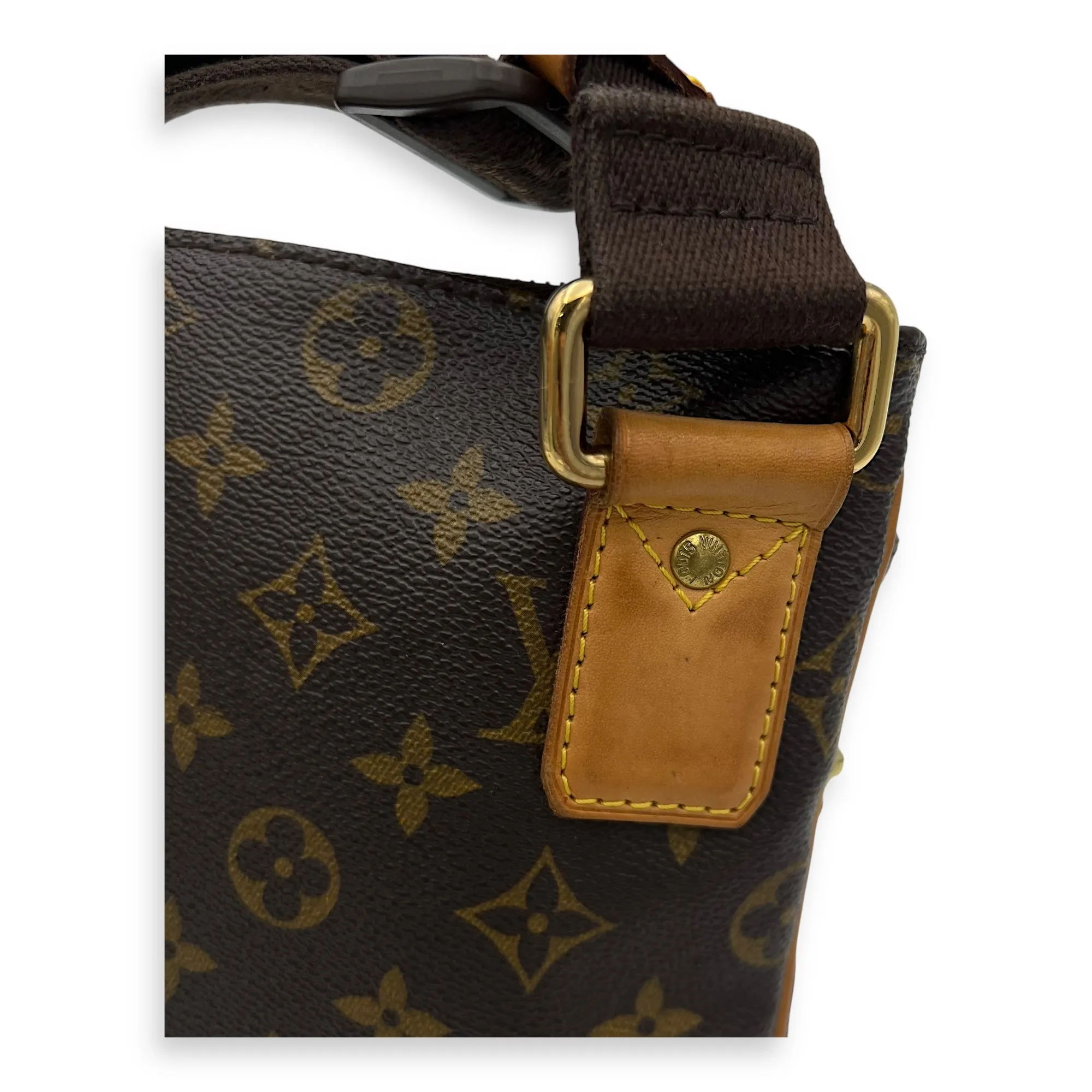Valmy Messenger Brown in Monogram Coated Canvas, Gold hardware