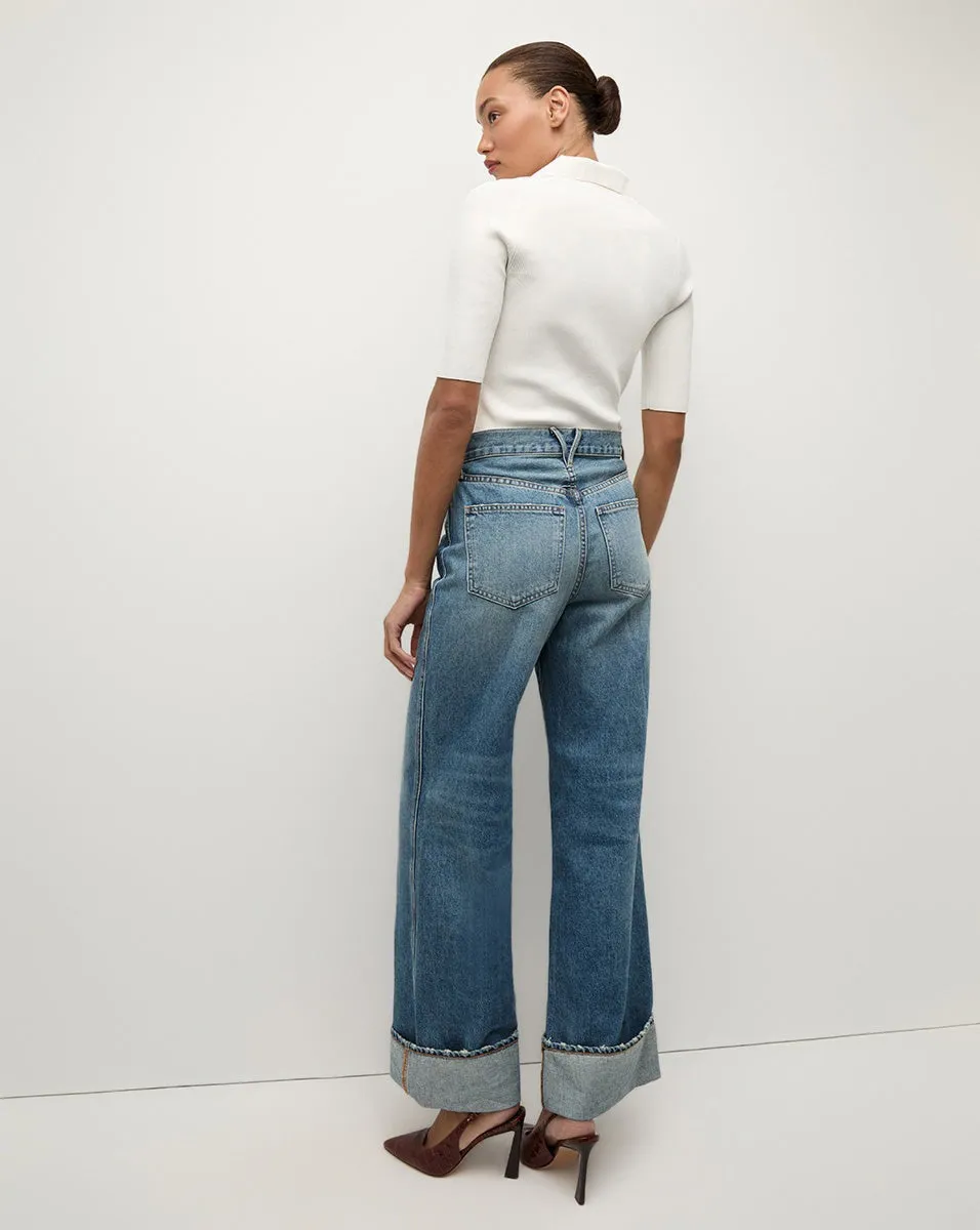 Veronica Beard Taylor High Rise Wide Leg Jeans in Rebel Stone