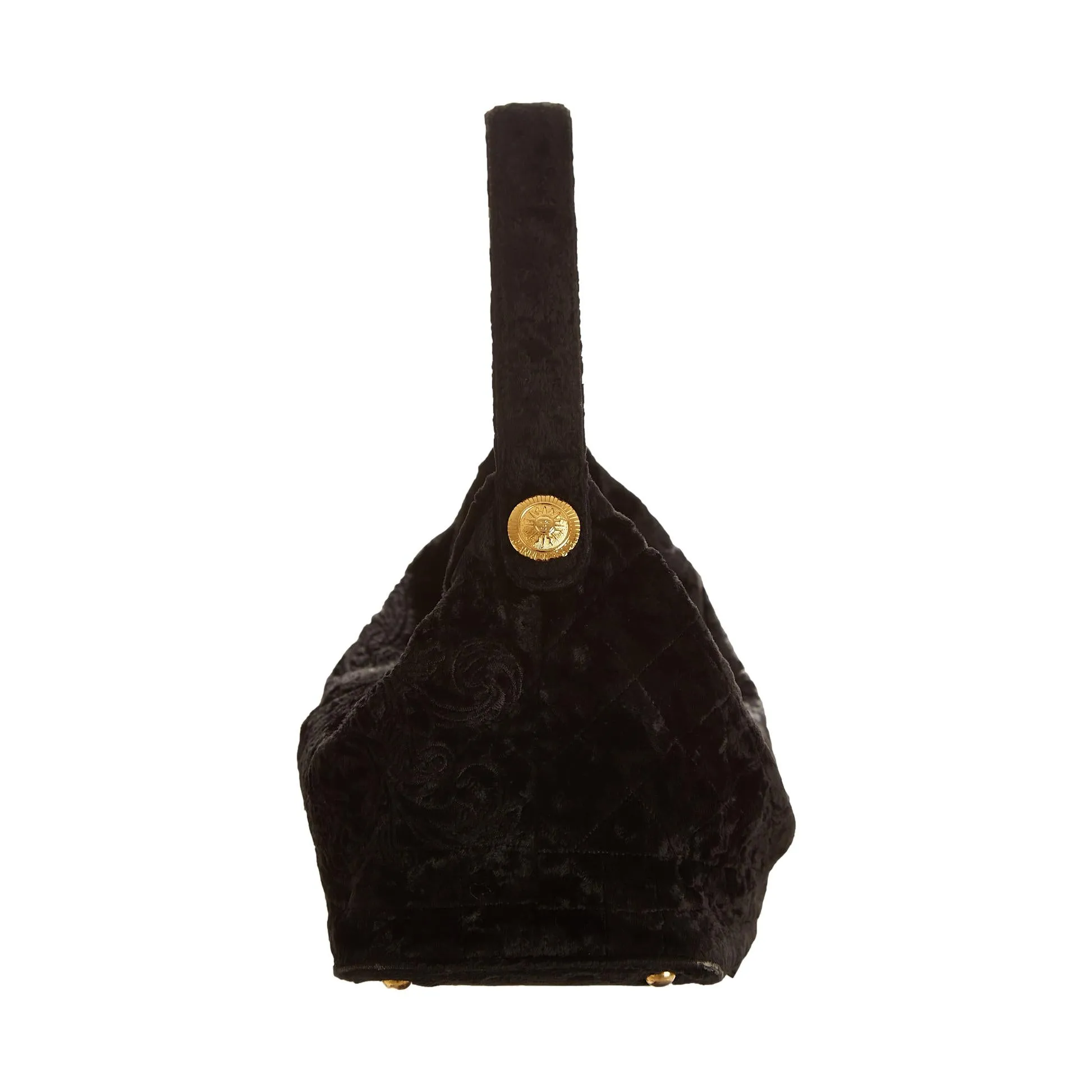 Versace Black Print Velvet Shoulder Bag