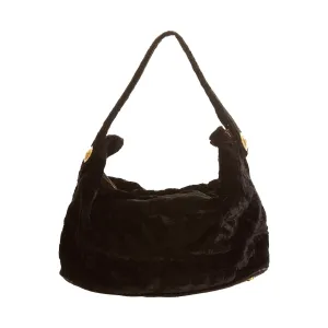Versace Black Print Velvet Shoulder Bag