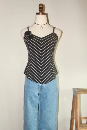 Vintage 90s Floral Striped Knit Cami (S-M)