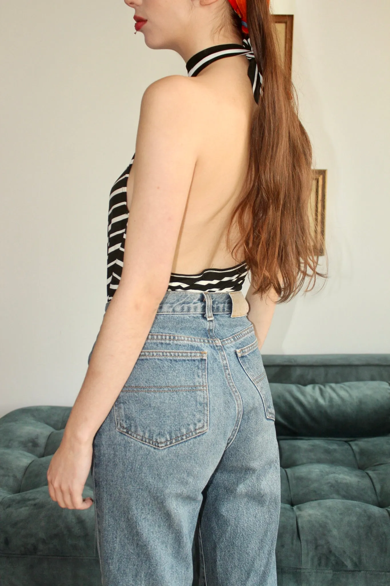 Vintage 90s Groovy Striped Halter Top (M)