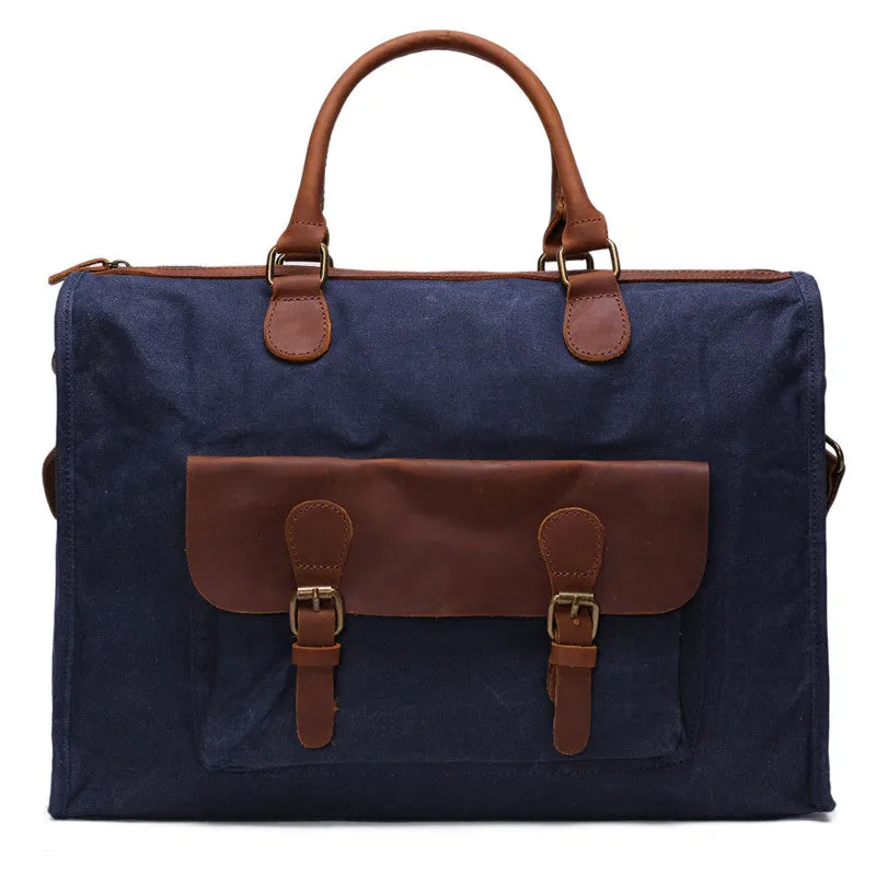 Vintage Messenger Bag Leather Satchel Canvas 15 Inch Laptop Bag Crossbody Shoulder Bag