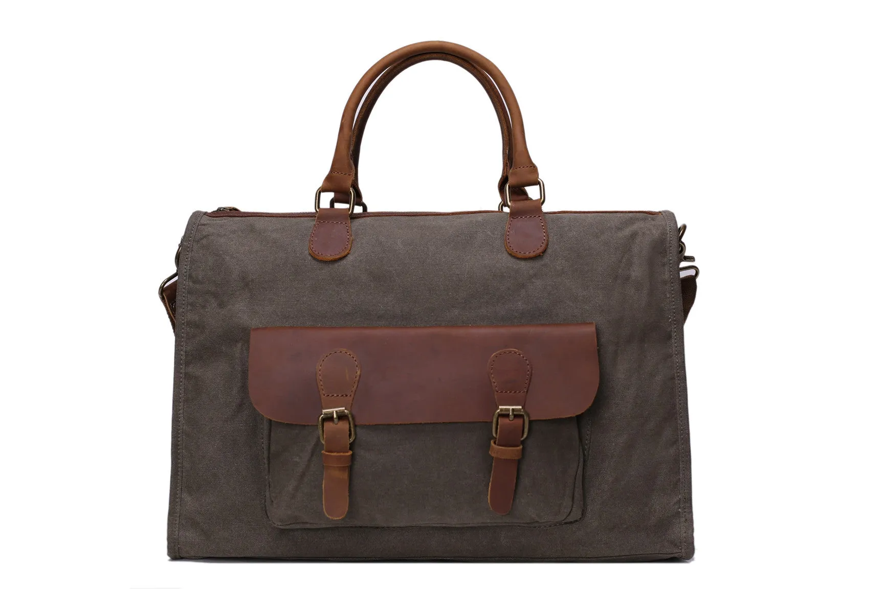 Vintage Messenger Bag Leather Satchel Canvas 15 Inch Laptop Bag Crossbody Shoulder Bag