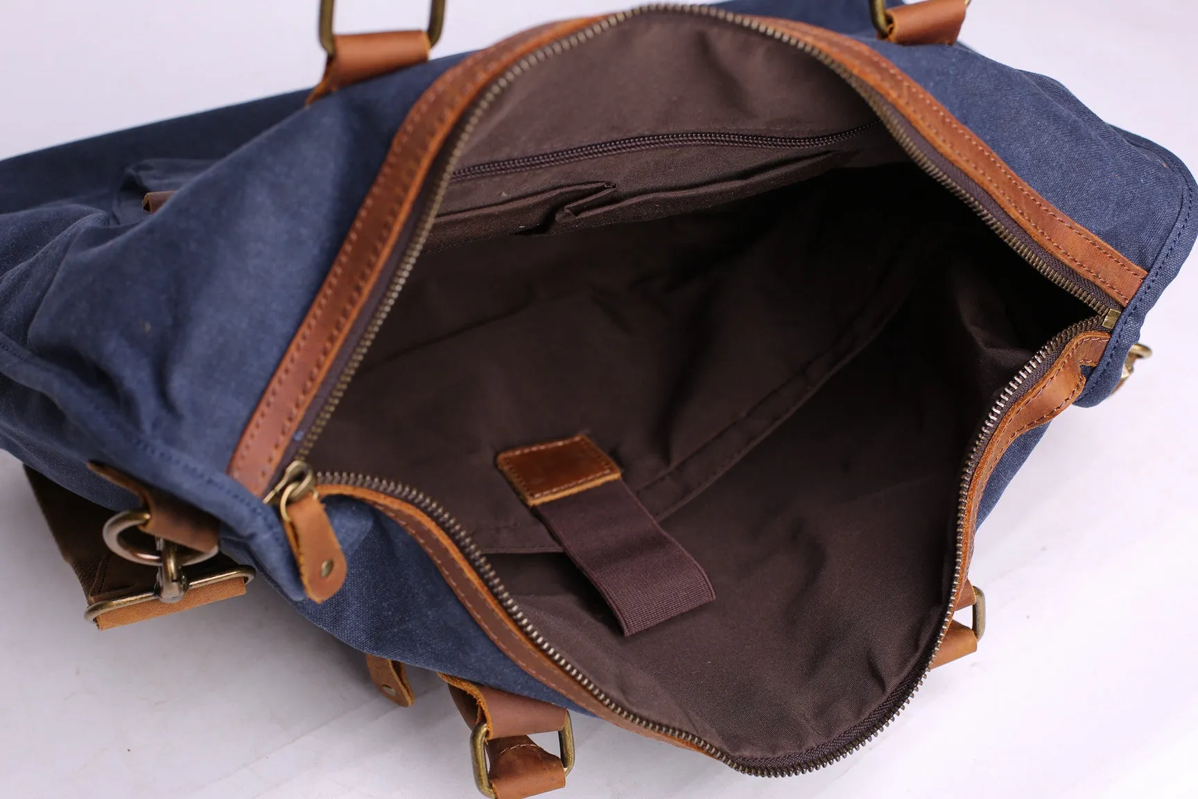 Vintage Messenger Bag Leather Satchel Canvas 15 Inch Laptop Bag Crossbody Shoulder Bag