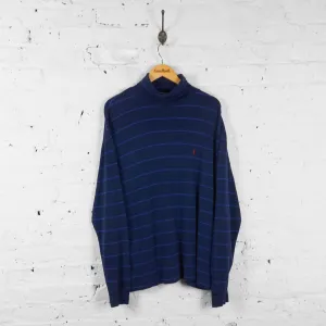 Vintage Striped Ralph Lauren Turtle Neck - Blue - XL