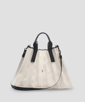 [Warehouse Sale] Lucky Pleats Canvas Tote L - Ivory Black