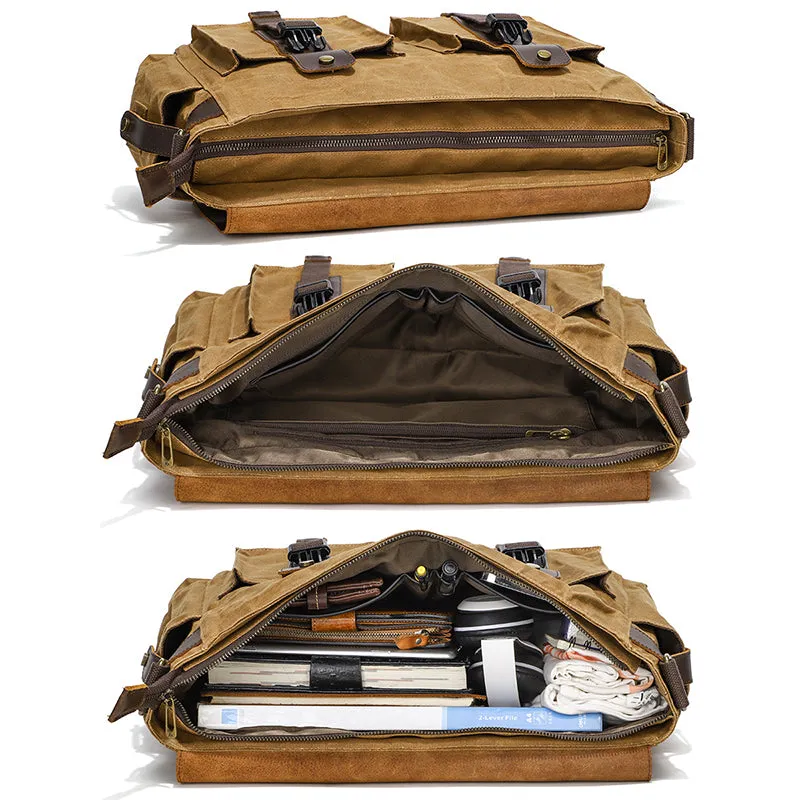 Waterproof Waxed Canvas Camera Bag Canvas With Leather DSLR Camera Bag Canvas Shoulder Messenger Bag
