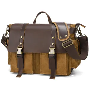 Waterproof Waxed Canvas Camera Bag Canvas With Leather DSLR Camera Bag Canvas Shoulder Messenger Bag